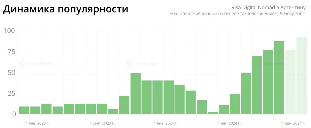 Статистика популярности визы номад в Аргентину