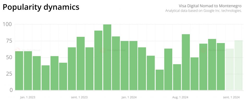 Statistics on the popularity of Digital Nomad Visa in Montenegro